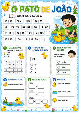 Exemplo de atividade pedagógica 7 do Kit de Textos Fatiados